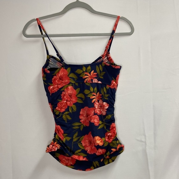 GARNET HILL Floral 3 Piece Tankini Set Top Bikini Skirt Red Navy Size 6 NWT - Picture 3 of 9